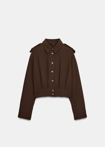 Коричневая повседневный рубашка однотонная Zara