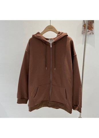 Женское зип-худи оверсайз на молнии теплое на флисе с капюшоном размер GF052 No Brand (365823285)