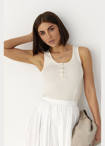 Майка приталена в рубчик з декоративними швами Lurex — 323644691