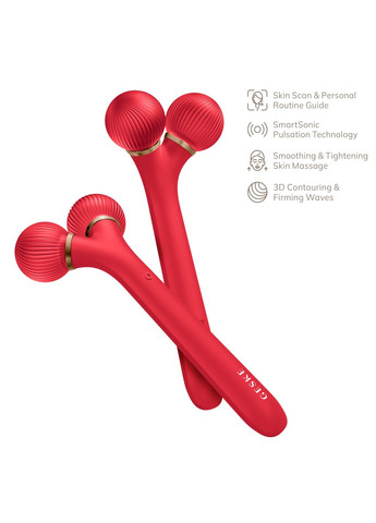 Электронный ультразвуковой ролик для лица Sonic Facial Roller 4в1 red GESKE (341526307)