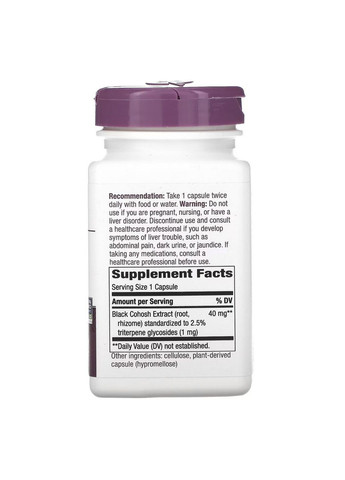 Натуральная добавка Black Cohosh 40 mg, 120 вегакапсул Nature's Way (294925689)