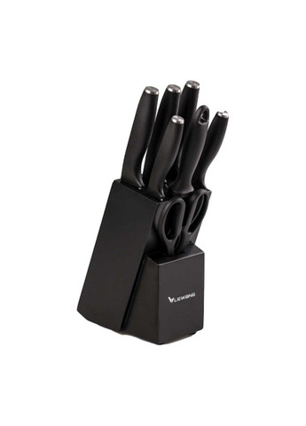 Набір кухонних ножів на підставці 7 предметів, чорний Without (293061823)