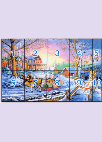 Набір для вишивання за нанесеною на канву схемою "Winter travel".AIDA 14CT printed, 60*41 см Joy Sunday (313613304)