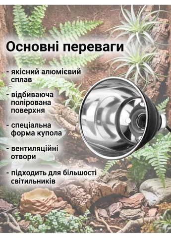 Плафон рефлектор алюмінієвий для світильників і теплових ламп у тераріум діаметр 17,5 см, чорний No Brand (403230015)