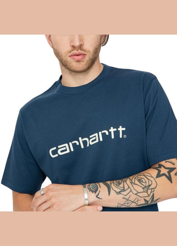 Синя футболка wip script t-shirt i031047 i031047 squid / salt Carhartt