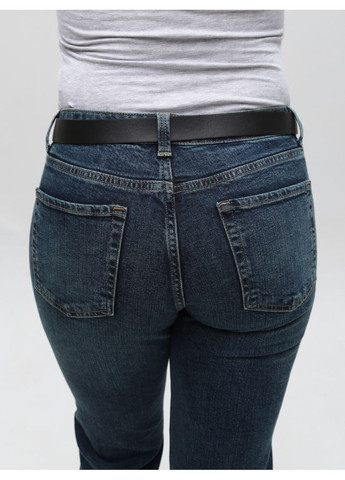 Джинси жіночі прямі темно-сині із середньою посадкою великі розміри Пряма Angelina Mara - (361066592)