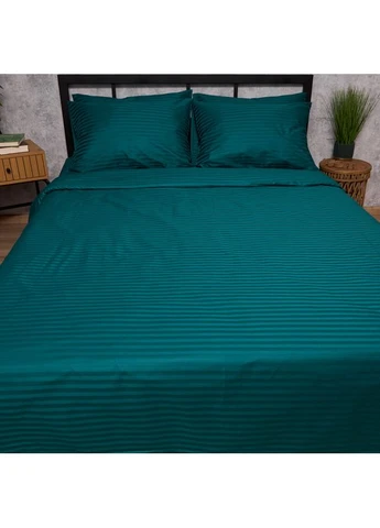 Комплект постільної білизни Satin Stripe Сімейні 143х210х2 наволочки 4х70х70 (MS-820012979) Moon&Star Emerald (389747529)