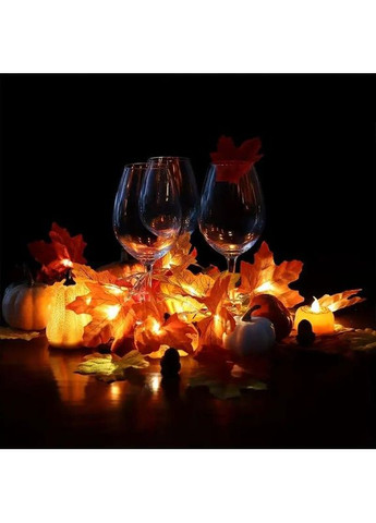 Світлодіодна гірлянда на батарейках 3 м на 20 лампочок зі штучним листям "Осінній клен" No Brand (370290450)