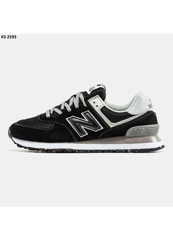 Чорні Осінні кросівки чоловічі new balance 574 black white нью беланс 574 No Brand