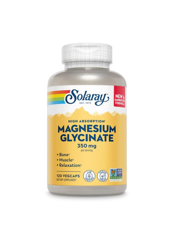 Магній Magnesium Glycinate 350mg - 120 vcaps Solaray (285736298)