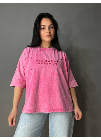 Футболка жіноча A-N 26028 тай-дай оверсайз з вишивкою No Brand - (331333824)