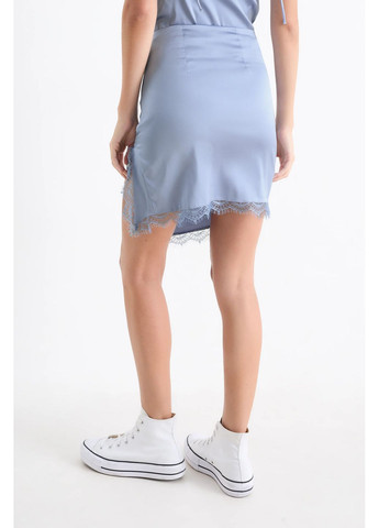 Голубая кэжуал однотонная ассиметричная атласная юбка C&A