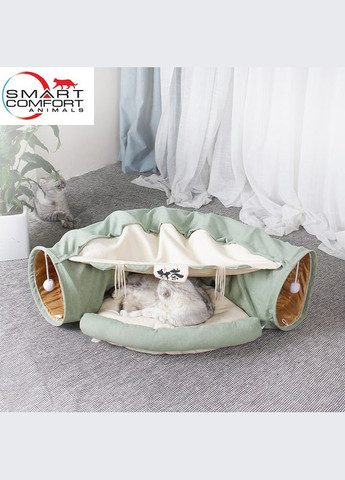 Будиночок для кота Smart Comfort Animals GX-77 оливковий ігровий Будиночок для кішки з секретним тунелем і спальним місцем Smart Comfort System (292632172)