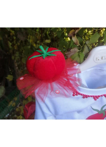 Білий святковий тематичний комплект для дівчинки "помідор" спідничний No Brand