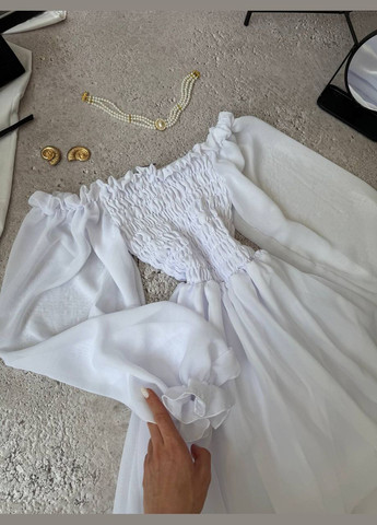 Білий святковий жіноча сукня No Brand однотонна