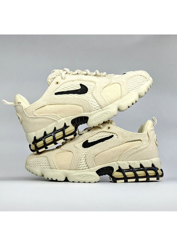 Бежеві Осінні кросівки чоловічі і жіночі nike air zoom spiridon cage 2 x stussy beige | найк аір зум бежеві No Brand