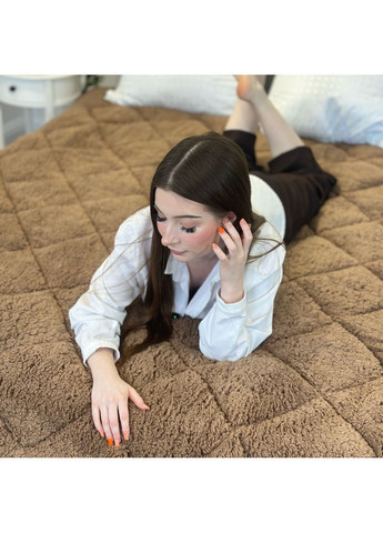 Одеяло полуторное стеганное зимнее из верблюжьей шерсти 21481 150х210 см коричневое Leri Max (365719084)