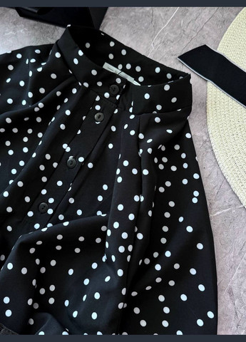 Черно-белое повседневный, кэжуал женское черно-белое платье No Brand в горошек