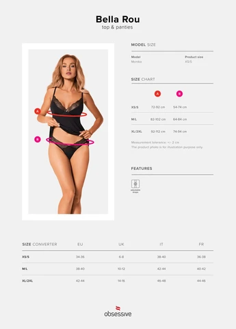 Топ та трусики Bella Rou top & panties, топ, трусики Obsessive (297586994)