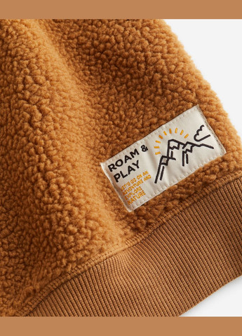 H&M плюшевый свитшот тедди для мальчика однотонный коричневый повседневный полиэстер