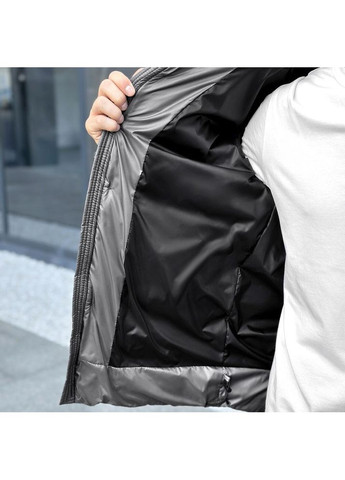 Темно-сіра зимня чоловіча зимова куртка плащівка на пуху темно-сіра Freedom