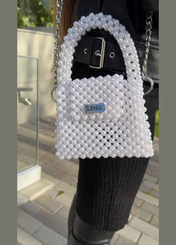 Сумка женская белая из бусин ручная работа 050 Linel (340304016)