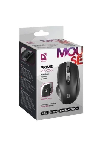 Мышь Prime MB-053, беспроводная, 6 кн. до 1600 dpi, бесшумная, черная Defender (396679030)