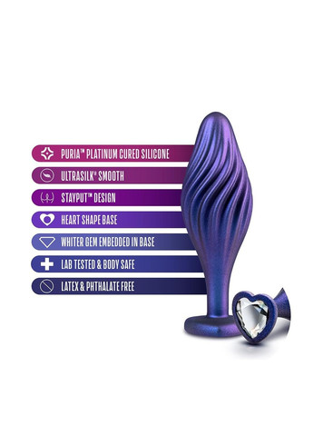 Текстурированная анальная пробка Anal Adventures Matrix украшена камнем, фиолетовая. Blush (328961214)