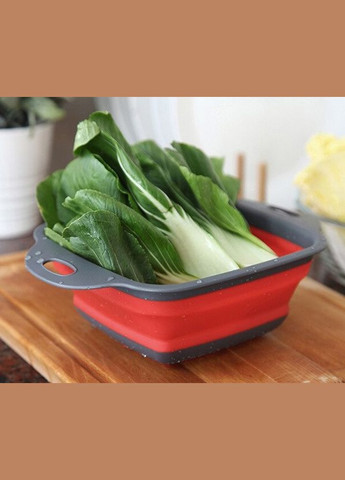 Дуршлаг силиконовый складной прямоугольный 29х22х8,7 Красный A-Plus (297332046)