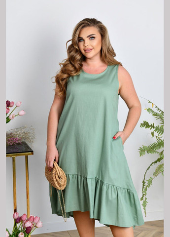 М'ятна повсякденний, святковий, коктейльна сукня з льону No Brand однотонна