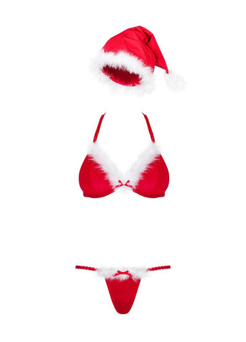 Красный демисезонный новогодний комплект santastic 3-pcs set s/m Obsessive