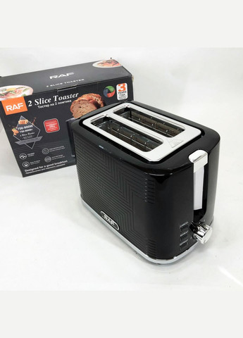 Тостер R.2102, 900 Вт, 2 широкі слоти, функція розморожування та підігріву RAF (364664911)
