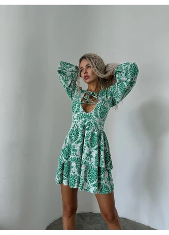 Зелена жіноча сукня з принтом No Brand