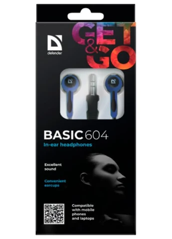 Наушники Basic 604 Black-Blue (63608) Defender (393813451)
