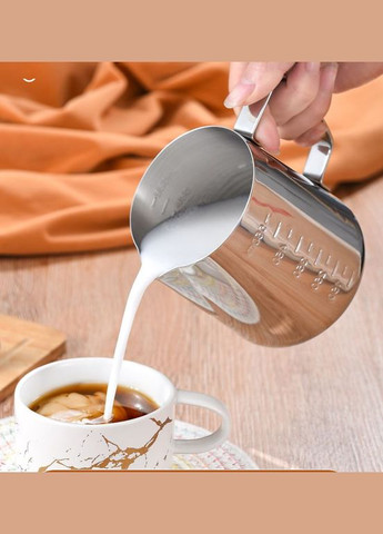 Питчер для взбивания молока со шкалой Молочник для кофе 350 мл (М119067) Poly Steel (302746937)