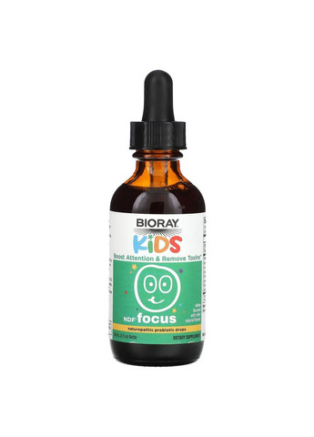 Kids, NDF Focus, натуральні пробіотичні краплі для концентрації уваги, цитрусові, 60 мл Bioray (366670546)