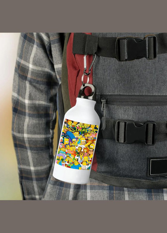 Фляга Симпсоны (бутылка) для воды с карабином 500 мл Металлическая (Туристическая, Для кемпинга, Для спорта) #01 500 мл Белый No Brand (323639291)