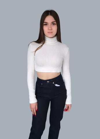 Молочний демісезонний светр жіночий укорочений однотонний Bershka