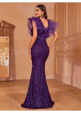 Фіолетова вечірня сукня SHEIN однотонна