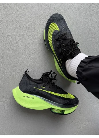 Черные летние кроссовки nike air zoom alphafly next% 2 black/green найк аир зум No Brand
