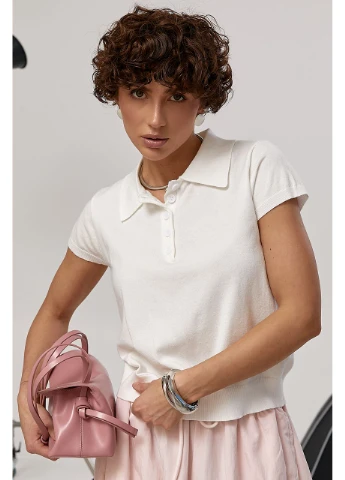 В'язана футболка-поло із ґудзиками цвет, ONE SIZE (є розміри) No Brand - (391013734)