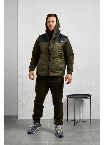 Оливковый (хаки) зимний костюм мужской тройка Garna