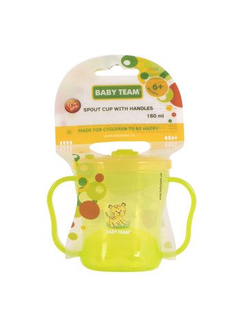 Поильник, с ручками и складным носиком, от 6 мес., 180 мл, салатовый () Baby Team 5002 (328398105)