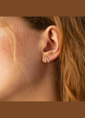 Серьги - пусеты Акцент с фианитами (желтое золото) с08472 Oniks (264023146)