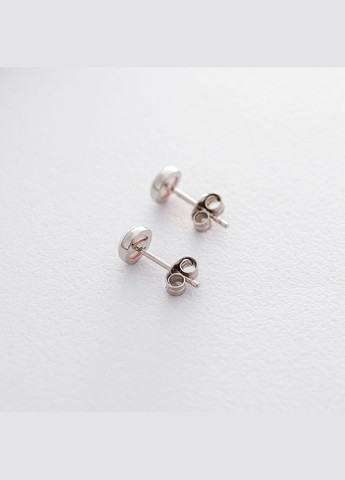 Золоті сережки-пусети Сяйво (синт. опал) 6 мм с05474 Oniks (264644427)