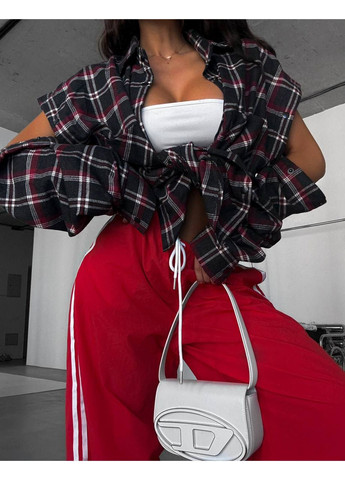 Черная повседневный рубашка в клетку Україна с длинным рукавом