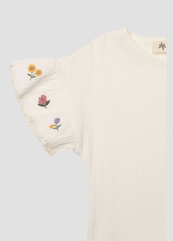 Молочна літня футболка з коротким рукавом для дівчинки колір молочний цб-00274518 Yuki