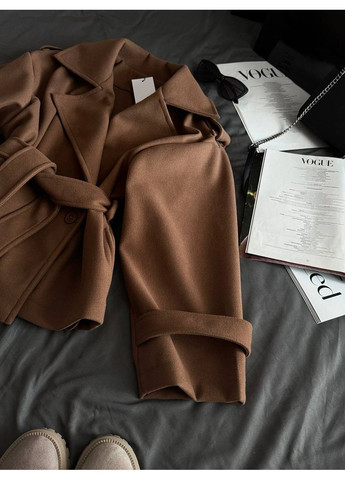 Коричневе демісезонне Жіноче пальто вкорочене No Brand