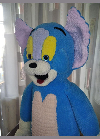 Вязаная игрушка большой кот Том, ручная работа No Brand (304060114)