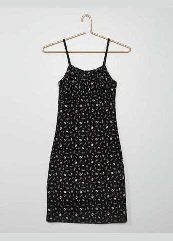 Чёрное платье лето,черный в белые узоры, Kiabi (291164331)